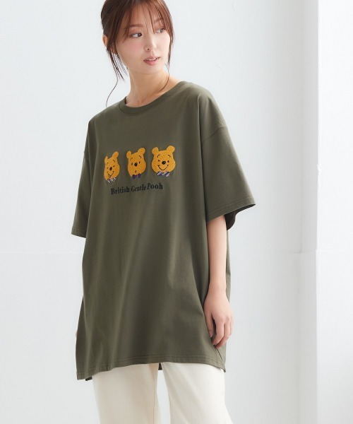 Disney(ディズニー)の「【ディズニー】綿100%キャラクターさがら刺しゅうオーバーサイズTシャツ(Tシャツ/カットソー・レディース・ライトグリーン/ライトグレー/スミクロ/ベージュ/パープル/オフホワイト/ブラック系その他/カーキ・M/L/LL)」の13枚目の写真