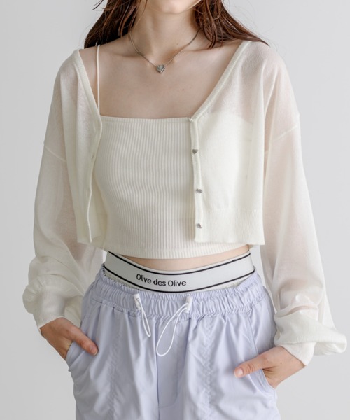 OLIVE des OLIVE（オリーブデオリーブ）の「ハートkiraカーディガン　1031050210（カーディガン/ボレロ・レディース・オフホワイト/パープル系その他/ブラック/ラベンダー・FREE）」の2枚目の写真