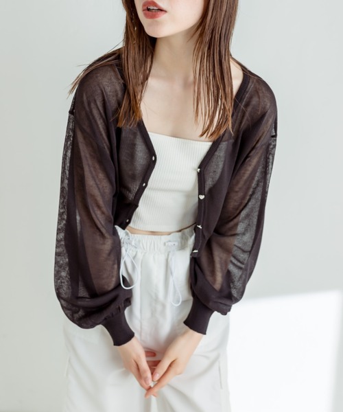 OLIVE des OLIVE（オリーブデオリーブ）の「ハートkiraカーディガン　1031050210（カーディガン/ボレロ・レディース・オフホワイト/パープル系その他/ブラック/ラベンダー・FREE）」の3枚目の写真