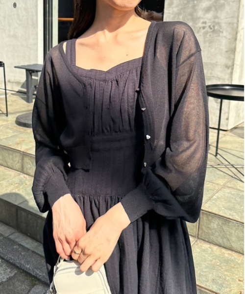 OLIVE des OLIVE（オリーブデオリーブ）の「ハートkiraカーディガン　1031050210（カーディガン/ボレロ・レディース・オフホワイト/パープル系その他/ブラック/ラベンダー・FREE）」の5枚目の写真
