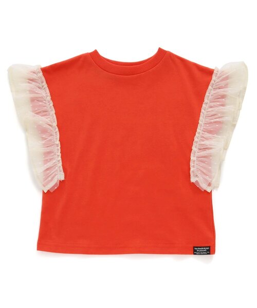 BREEZE（ブリーズ）の「チュールフリルTシャツ（Tシャツ/カットソー・キッズ・レッド/サックスブルー/チャコール・90/100/110/120/80/130/140）」の6枚目の写真