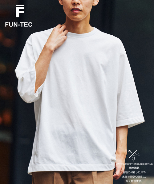 B.C STOCK(ベーセーストック)の「”吸水速乾”【FUN-TEC/ファンテック】ギザコットンオーバーサイズTシャツ(Tシャツ/カットソー・メンズ・ホワイト/ブラック/グレー/ブルー系その他・SMALL/MEDIUM/LARGE)」の2枚目の写真