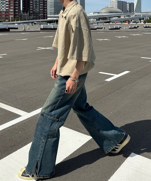 Perushu(ペルーシュ)の「ピグメントハーフジップ(Tシャツ/カットソー・メンズ・ダークパープル/ブラック/ブルー/ベージュ・MEDIUM/LARGE)」の16枚目の写真