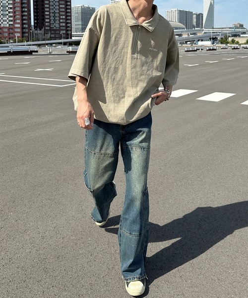 Perushu(ペルーシュ)の「ピグメントハーフジップ(Tシャツ/カットソー・メンズ・ダークパープル/ブラック/ブルー/ベージュ・MEDIUM/LARGE)」の13枚目の写真