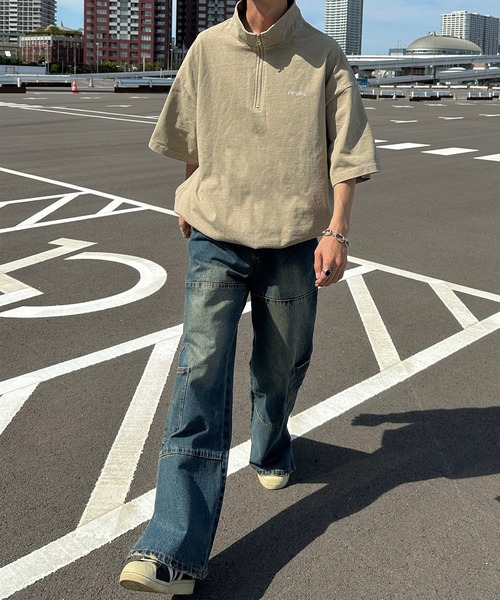 Perushu(ペルーシュ)の「ピグメントハーフジップ(Tシャツ/カットソー・メンズ・ダークパープル/ブラック/ブルー/ベージュ・MEDIUM/LARGE)」の11枚目の写真