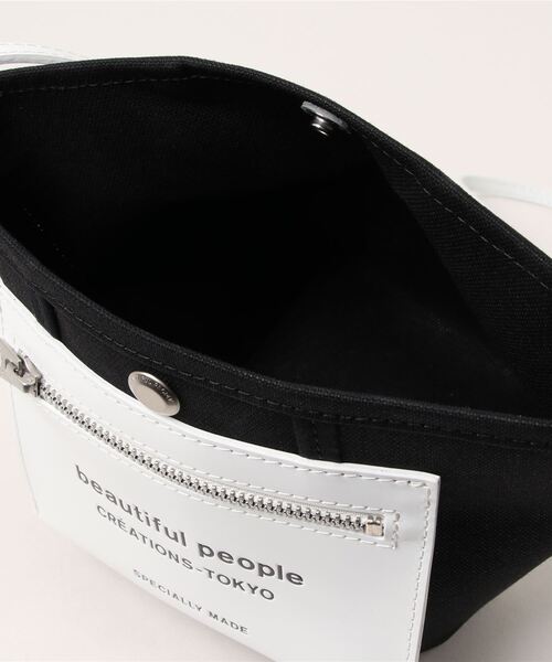 beautiful people（ビューティフルピープル）の「beautiful people lining logo pocket mini shoulder bag 7345611967（ショルダーバッグ・レディース・ブラック/オフホワイト・FREE）」の10枚目の写真
