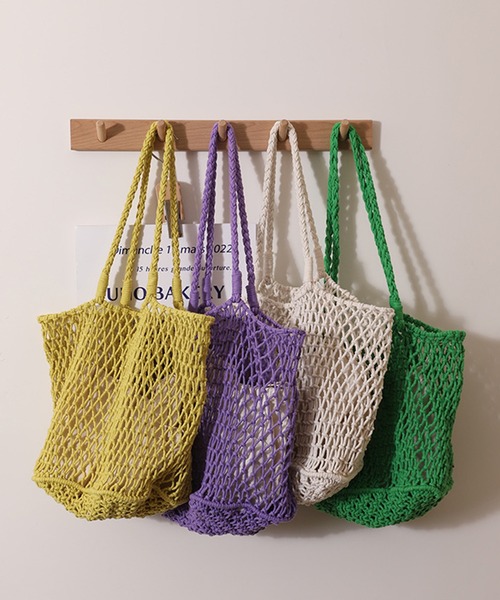 MAISON BREEZE（メゾンブリーズ）の「【MAISON BREEZE】メッシュトートバッグ KNF019（トートバッグ・レディース・パープル/イエロー/ホワイト/グリーン/ブラック・FREE）」の6枚目の写真