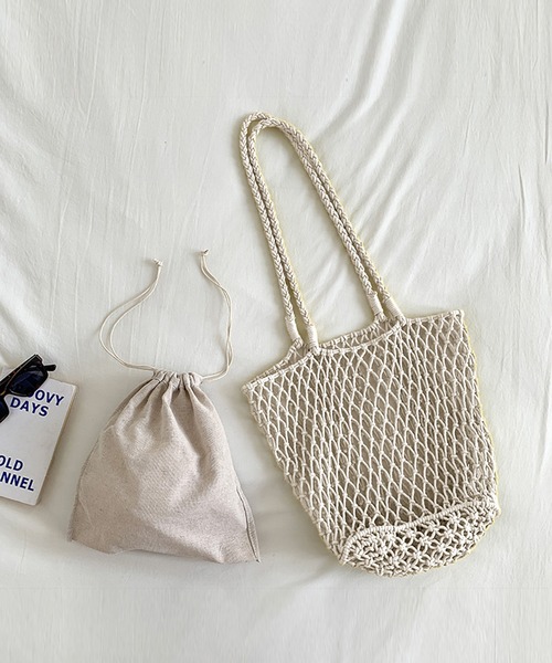 MAISON BREEZE（メゾンブリーズ）の「【MAISON BREEZE】メッシュトートバッグ KNF019（トートバッグ・レディース・パープル/イエロー/ホワイト/グリーン/ブラック・FREE）」の14枚目の写真