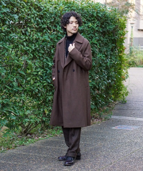 hevo イーヴォ　ブラウン　マスタード　ダブルブレスト チェスターコート HEVO イーヴォ ベルテッドコート BRINDISI ブリンディジ E725