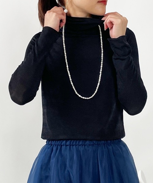 PICCIN（ピッチン）の「シャイニータートルネックカットソー（Tシャツ/カットソー・レディース・オリーブ/ブラック/オフホワイト・M）」の3枚目の写真