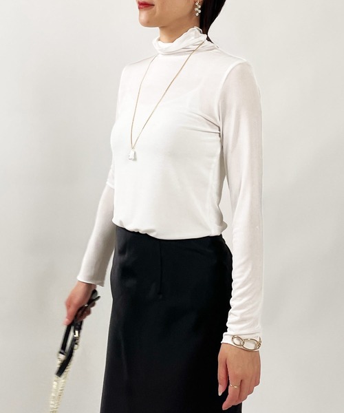 PICCIN（ピッチン）の「シャイニータートルネックカットソー（Tシャツ/カットソー・レディース・オリーブ/ブラック/オフホワイト・M）」の5枚目の写真