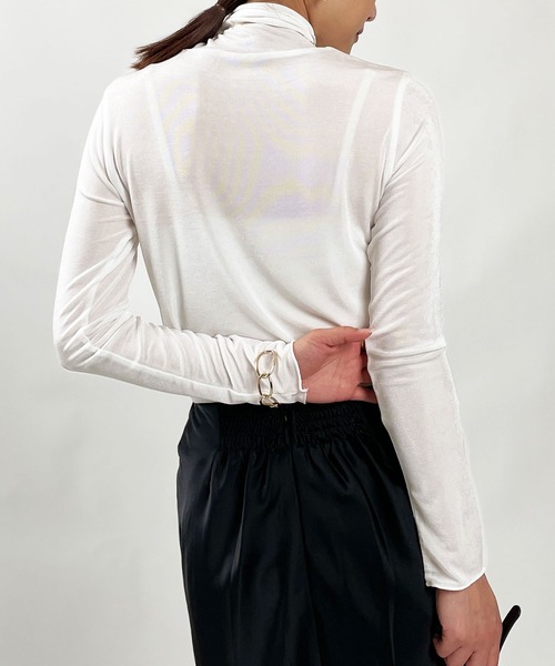 PICCIN（ピッチン）の「シャイニータートルネックカットソー（Tシャツ/カットソー・レディース・オリーブ/ブラック/オフホワイト・M）」の6枚目の写真