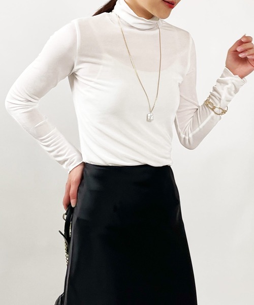 PICCIN（ピッチン）の「シャイニータートルネックカットソー（Tシャツ/カットソー・レディース・オリーブ/ブラック/オフホワイト・M）」の7枚目の写真