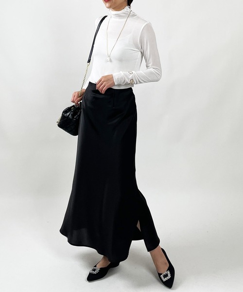 PICCIN（ピッチン）の「シャイニータートルネックカットソー（Tシャツ/カットソー・レディース・オリーブ/ブラック/オフホワイト・M）」の9枚目の写真