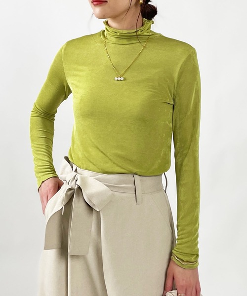 PICCIN（ピッチン）の「シャイニータートルネックカットソー（Tシャツ/カットソー・レディース・オリーブ/ブラック/オフホワイト・M）」の12枚目の写真