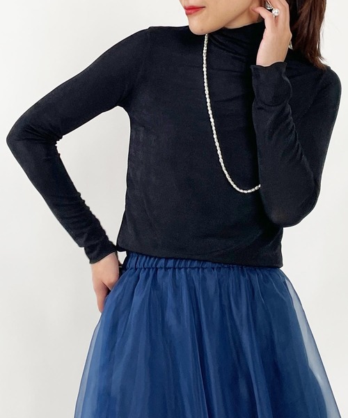 PICCIN（ピッチン）の「シャイニータートルネックカットソー（Tシャツ/カットソー・レディース・オリーブ/ブラック/オフホワイト・M）」の21枚目の写真