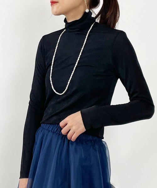 PICCIN（ピッチン）の「シャイニータートルネックカットソー（Tシャツ/カットソー・レディース・オリーブ/ブラック/オフホワイト・M）」の22枚目の写真