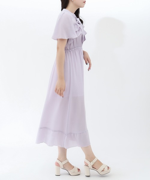 ASTORIA ODIER（アストリアオディール）の「前身フリルリボンタイワンピース（ワンピース・レディース・ピンクベージュ/ブラック/ラベンダー・MEDIUM）」の19枚目の写真