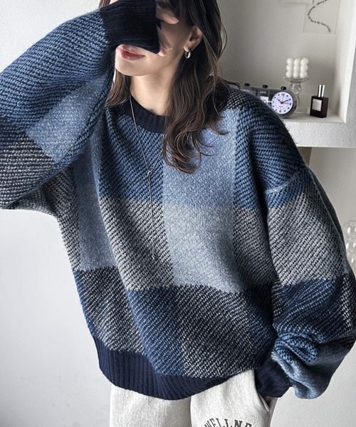 コフィー☆シェリエ　ブロックチェックアンサンブルニット コフィー☆シェリエ ブロックチェックアンサンブルニット