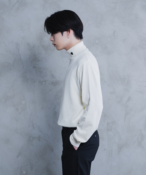 ニット/セーター the toe NOTTING-HILL HEART KNIT セール】heart embroidery turtleneck knit / ハート刺繍