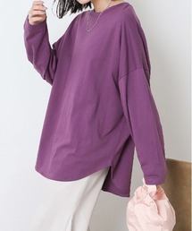 ラウンドスリット チュニック ロングTシャツ