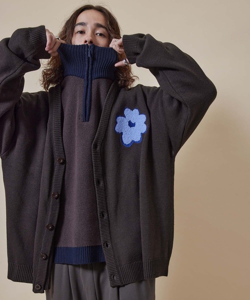 re_k by JUNRED（レクバイジュンレッド）の「re_k by JUNRED / サガラフラワールーズシルエットカーディガン（カーディガン/ボレロ・メンズ・チャコールグレー/ブラウン/ライトグレー・S/M/L）」の2枚目の写真