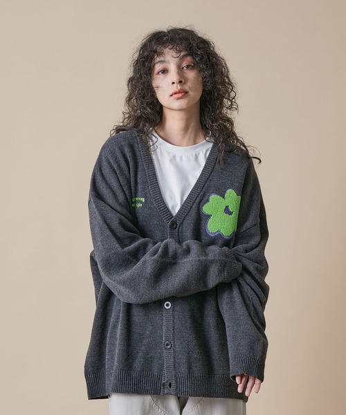 re_k by JUNRED（レクバイジュンレッド）の「re_k by JUNRED / サガラフラワールーズシルエットカーディガン（カーディガン/ボレロ・メンズ・チャコールグレー/ブラウン/ライトグレー・S/M/L）」の4枚目の写真