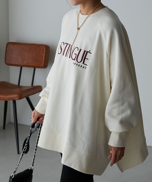 Anss.me(アンスミー)の「【Anss.me】ドルマンスリーブロゴ刺繍スウェットプルオーバー(スウェット・レディース・オートミール/ブラック/アイボリー/ネイビー・FREE)」の2枚目の写真