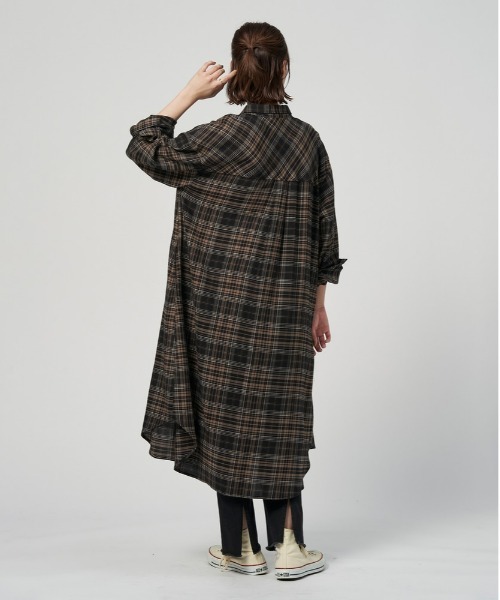 BACK NUMBER(バックナンバー)の「【BACK NUMBER】チェック柄長袖シャツワンピース(シャツワンピース・レディース・ブラック/ベージュ・L/M)」の5枚目の写真