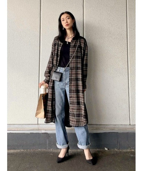 BACK NUMBER(バックナンバー)の「【BACK NUMBER】チェック柄長袖シャツワンピース(シャツワンピース・レディース・ブラック/ベージュ・L/M)」の16枚目の写真