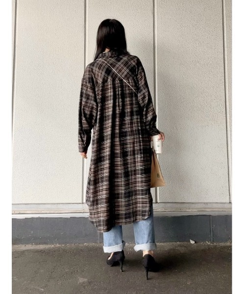 BACK NUMBER(バックナンバー)の「【BACK NUMBER】チェック柄長袖シャツワンピース(シャツワンピース・レディース・ブラック/ベージュ・L/M)」の19枚目の写真
