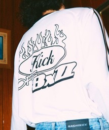 A'GEM/9 × .kom『NASTYKICK/NS+K/ナスティーキック』BxZZ Longsleeve/ライン柄 ファイヤーロゴ長袖Tシャツ