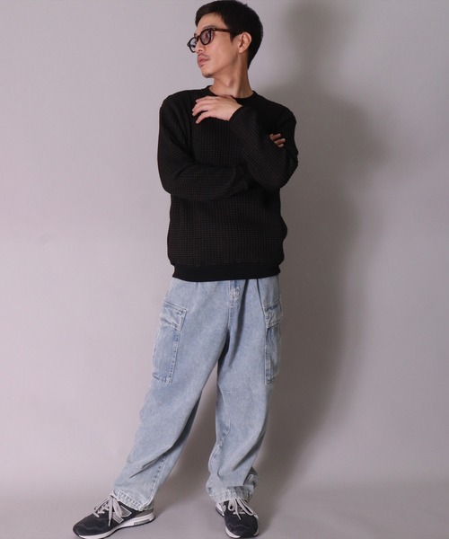 BAYBLO（ベイブロ）の「(BE)【ユニセックス】2トーン ビッグ ワッフル スウェット プルオーバー（スウェット・メンズ・ホワイト系/ブラック系/グレー系・MEDIUM/LARGE）」の20枚目の写真