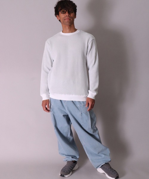 BAYBLO（ベイブロ）の「(BE)【ユニセックス】2トーン ビッグ ワッフル スウェット プルオーバー（スウェット・メンズ・ホワイト系/ブラック系/グレー系・MEDIUM/LARGE）」の19枚目の写真