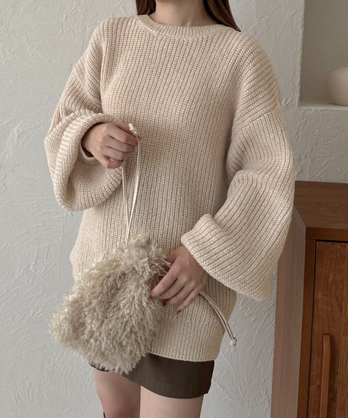 apres jour clair(アプレジュールクレア)の「【apres jour clair】バッグリボンニットチュニック【ZOZOTOWN限定アイテム】(ニット/セーター・レディース・オレンジ/モカ/アイボリー・フリー/X-LARGE)」の15枚目の写真