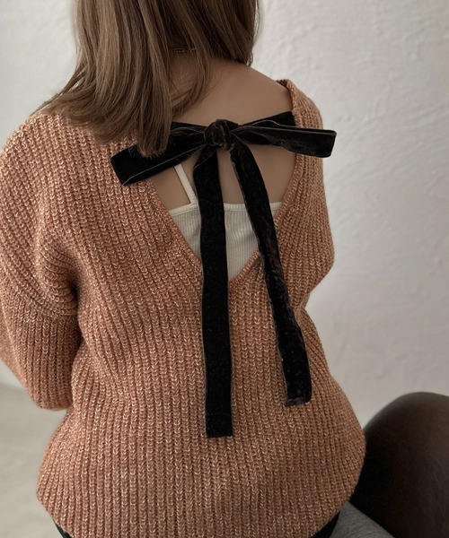 apres jour clair(アプレジュールクレア)の「【apres jour clair】バッグリボンニットチュニック【ZOZOTOWN限定アイテム】(ニット/セーター・レディース・オレンジ/モカ/アイボリー・フリー/X-LARGE)」の7枚目の写真