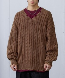 ARCH by ROARINGWILD（アーチバイロアリングワールド）の「【ARCH by ROARINGWILD】V-NECK WORN SWEATER【アーチ】ブイネックローゲージニット セーター（ニット/セーター）」
