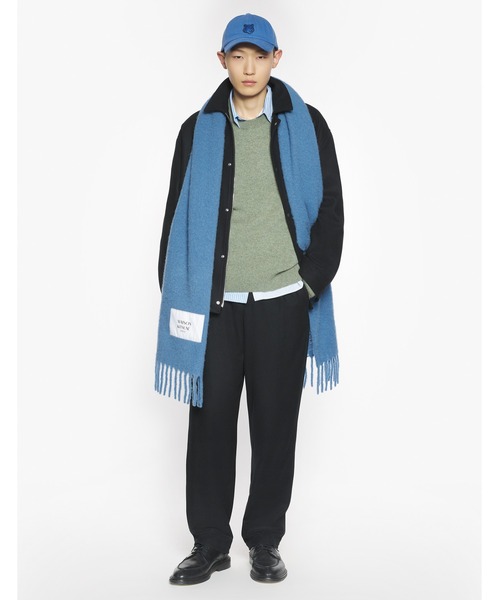 Maison Kitsune(メゾンキツネ)の「BABY ALPACA PLAIN SCARF(マフラー・メンズ・スカイブルー系/アイボリー/ベージュ/ベビーピンク/レッド/グレイッシュブルー/モスグリーン/ピンク・U)」の22枚目の写真