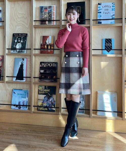 couture brooch（クチュールブローチ）の「◆フェイクパール付台形ミニスカート（スカート・レディース・ブラウン系2/ブルー系1・36/40/42/38）」の16枚目の写真