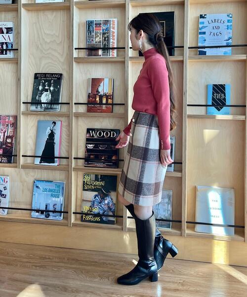 couture brooch（クチュールブローチ）の「◆フェイクパール付台形ミニスカート（スカート・レディース・ブラウン系2/ブルー系1・36/40/42/38）」の17枚目の写真