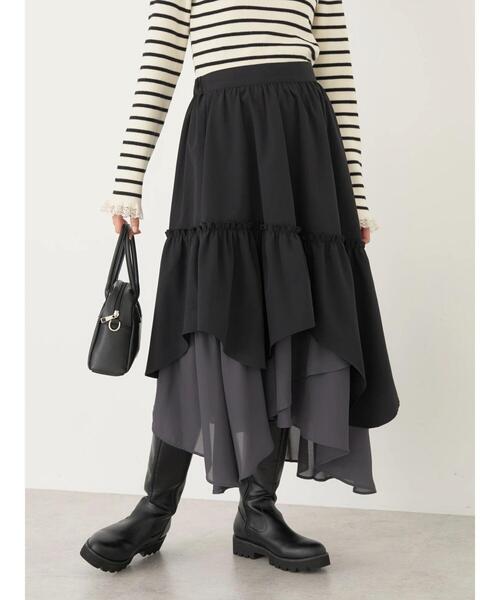 earth music&ecology(アースミュージックアンドエコロジー)の「イレヘムティアードスカート(スカート・レディース・ブラック/ブルー/アイボリー・FREE)」の5枚目の写真