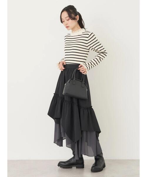 earth music&ecology(アースミュージックアンドエコロジー)の「イレヘムティアードスカート(スカート・レディース・ブラック/ブルー/アイボリー・FREE)」の7枚目の写真