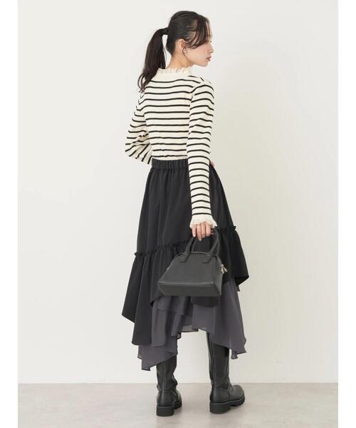 earth music&ecology(アースミュージックアンドエコロジー)の「イレヘムティアードスカート(スカート・レディース・ブラック/ブルー/アイボリー・FREE)」の8枚目の写真