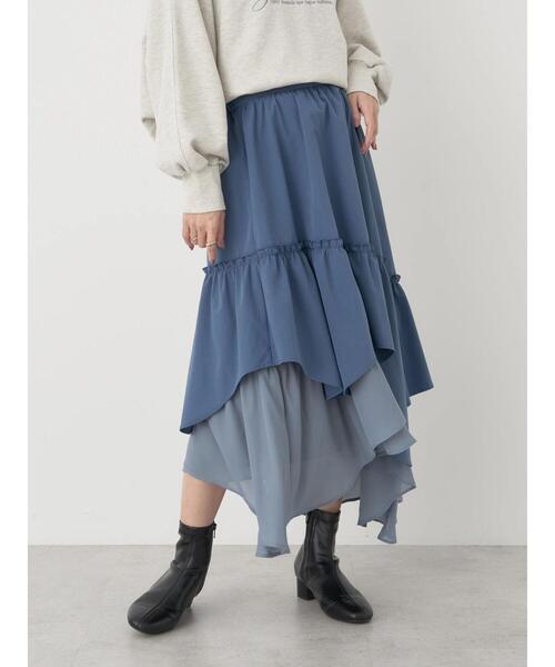 earth music&ecology(アースミュージックアンドエコロジー)の「イレヘムティアードスカート(スカート・レディース・ブラック/ブルー/アイボリー・FREE)」の9枚目の写真