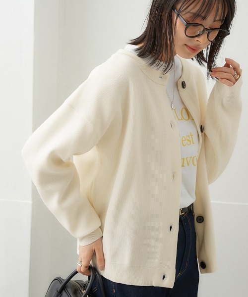 nissen（ニッセン）の「洗える前後２WAYボリューム袖カーディガン【ハンガーで干せる】（カーディガン/ボレロ・レディース・コーラルピンク/イエロー/オフホワイト/グリーン/ブラック・LL/S/M/L）」の2枚目の写真