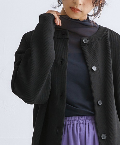 nissen（ニッセン）の「洗える前後２WAYボリューム袖カーディガン【ハンガーで干せる】（カーディガン/ボレロ・レディース・コーラルピンク/イエロー/オフホワイト/グリーン/ブラック・LL/S/M/L）」の3枚目の写真