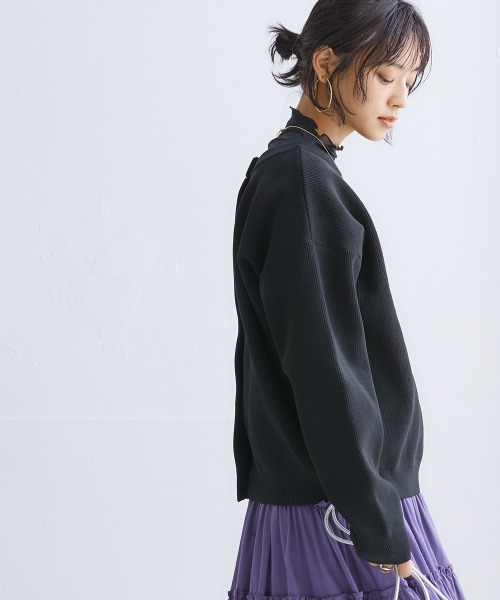 nissen（ニッセン）の「洗える前後２WAYボリューム袖カーディガン【ハンガーで干せる】（カーディガン/ボレロ・レディース・コーラルピンク/イエロー/オフホワイト/グリーン/ブラック・LL/S/M/L）」の7枚目の写真