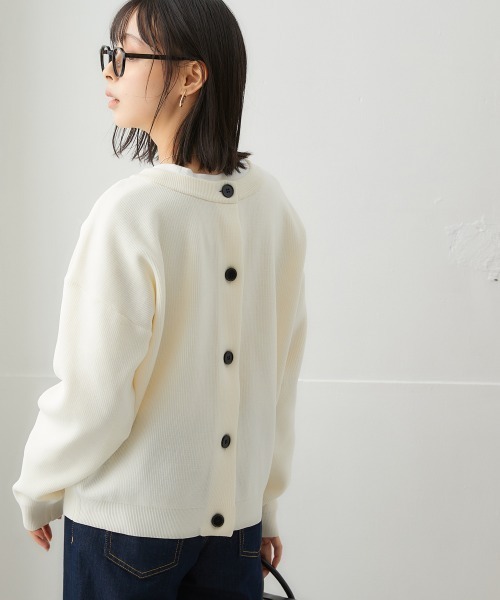 nissen（ニッセン）の「洗える前後２WAYボリューム袖カーディガン【ハンガーで干せる】（カーディガン/ボレロ・レディース・コーラルピンク/イエロー/オフホワイト/グリーン/ブラック・LL/S/M/L）」の9枚目の写真