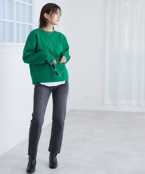 nissen（ニッセン）の「洗える前後２WAYボリューム袖カーディガン【ハンガーで干せる】（カーディガン/ボレロ・レディース・コーラルピンク/イエロー/オフホワイト/グリーン/ブラック・LL/S/M/L）」の12枚目の写真