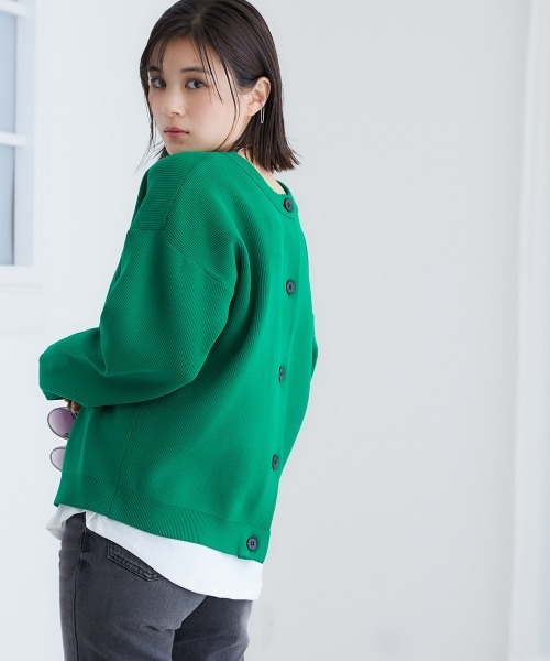 nissen（ニッセン）の「洗える前後２WAYボリューム袖カーディガン【ハンガーで干せる】（カーディガン/ボレロ・レディース・コーラルピンク/イエロー/オフホワイト/グリーン/ブラック・LL/S/M/L）」の17枚目の写真